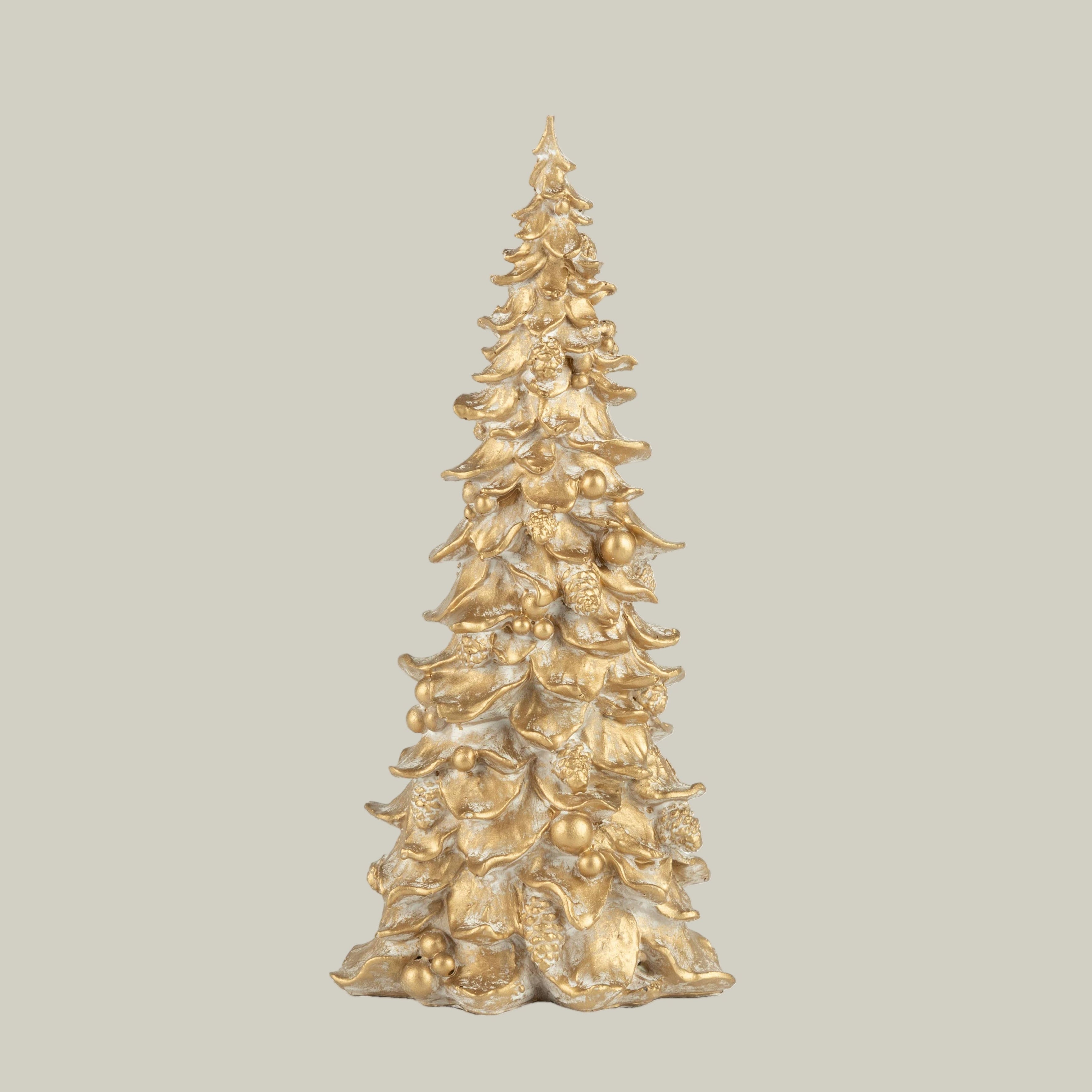 Decorative gold Christmas tree on a soft green background