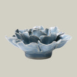 Side view of a Beautiful Azure ceramic Peony sculpture