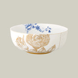Porcelain bowl from Pip Studio Royal White collection with blue floral design and gold accents.