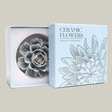 Beautiful Azure ceramic Peony sculpture in it's packaging