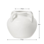 White ceramic vase with dimensions indicated on a white background