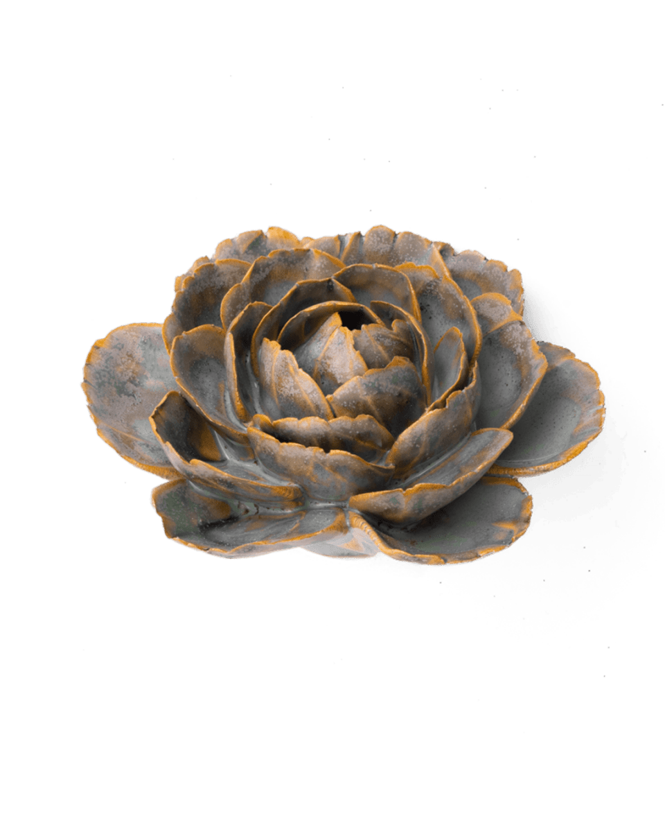 Decorative ceramic English Rose sculpture on a transparent background