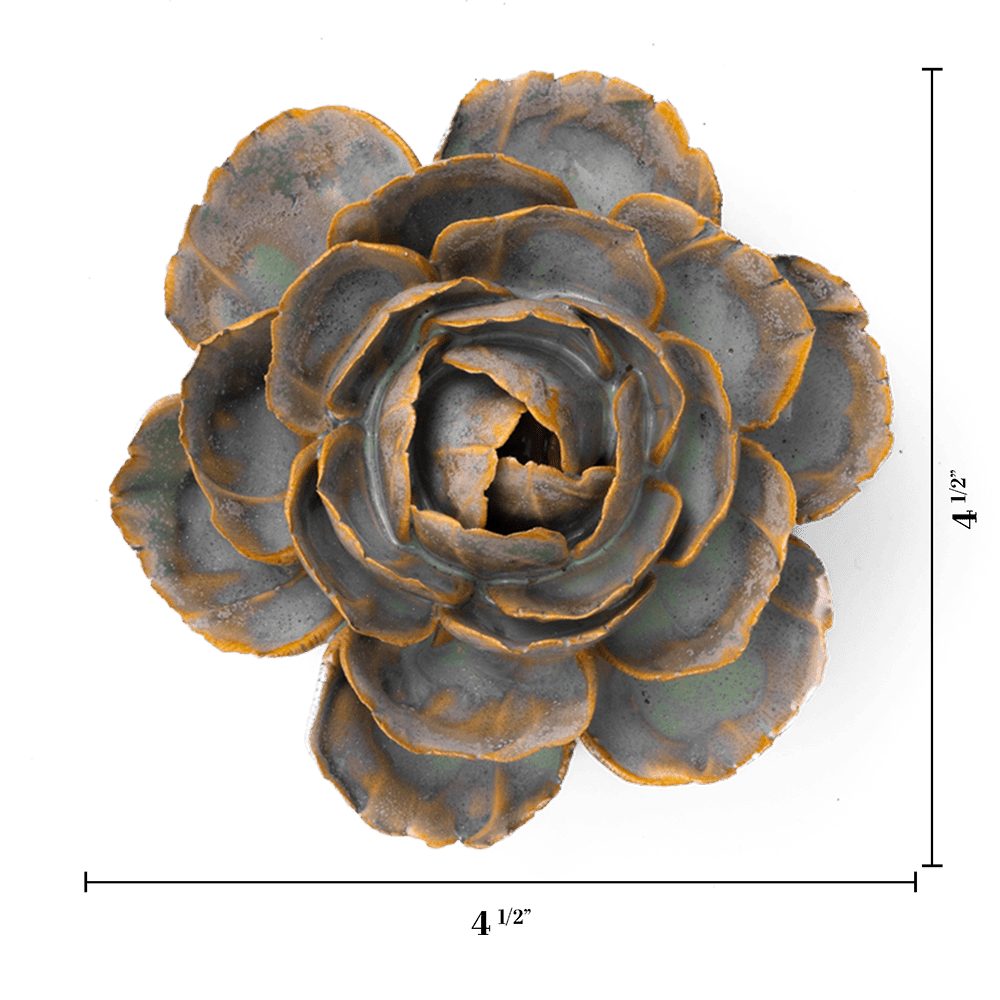 Close-up of a ceramic English Rose sculpture with measurement scale on a transparent background