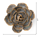 Close-up of a ceramic English Rose sculpture with measurement scale on a transparent background