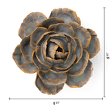 Close-up of a ceramic English Rose sculpture with measurement scale on a transparent background