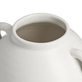 Close-up of a white ceramic vase with a beige interior on a white background