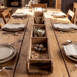 Vintage brick mold shown here on a rustic dining table.