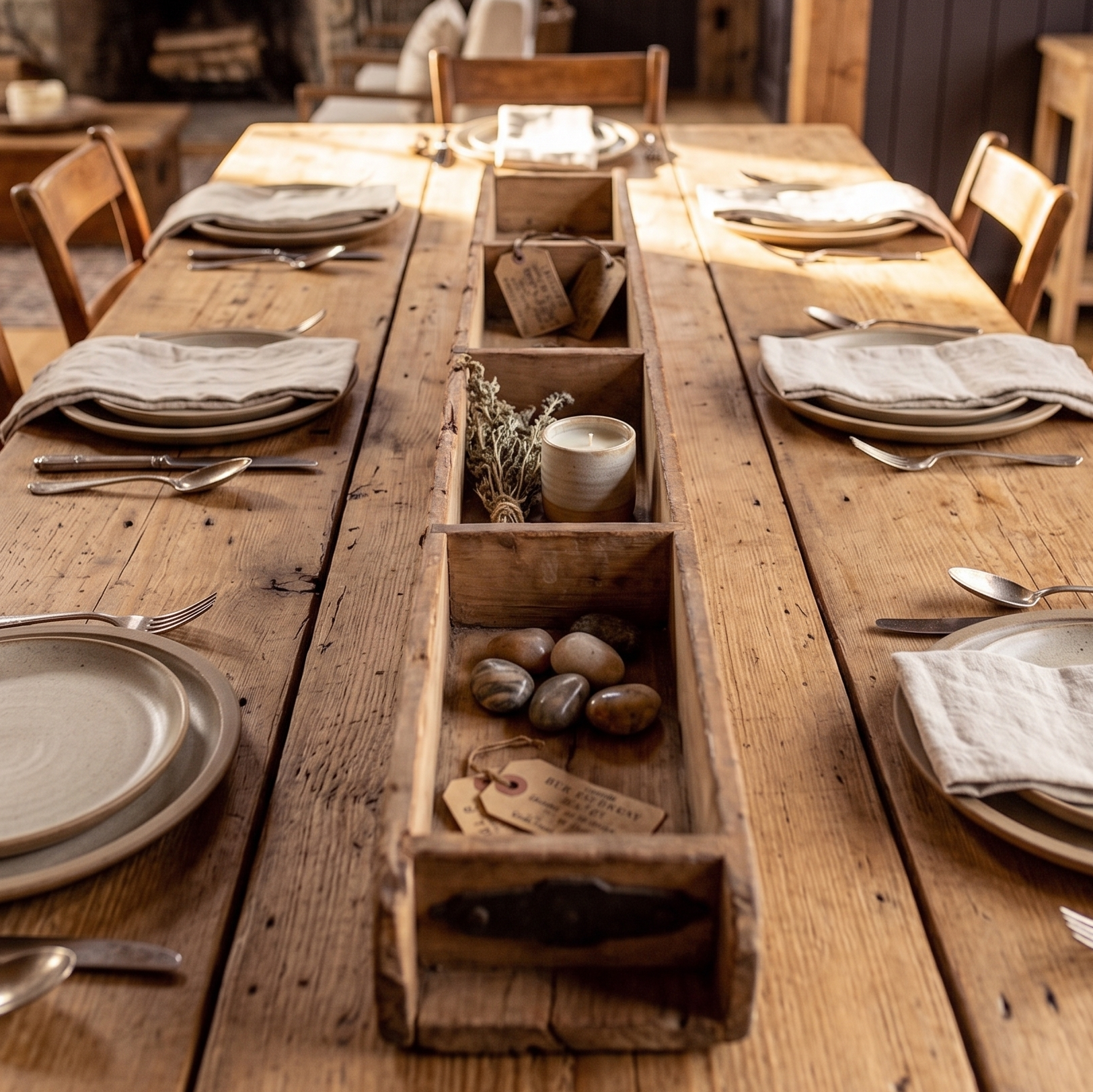 Vintage brick mold shown here on a rustic dining table.