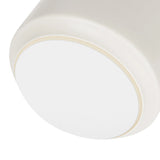Close-up of the bottom of a white ceramic vase with matte finish and faux leather handle. The bottom has a soft white foam to prevent surface scratches.