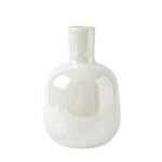 Mini bud vase features a sleek bottle shape and a rainbow lustre glass finish that catches the light beautifully.