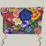 Colorful beaded handbag with floral design