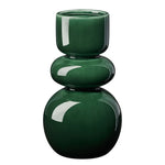 Deep glossy green vase with sleek bulb shape on a white background.