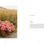 Pink flowers in a basket on a grassy field with text on a white background