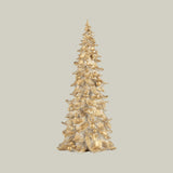 Decorative Christmas tree with gold and silver ornaments on a white background