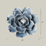 Beautiful Azure ceramic Peony sculpture with measurements