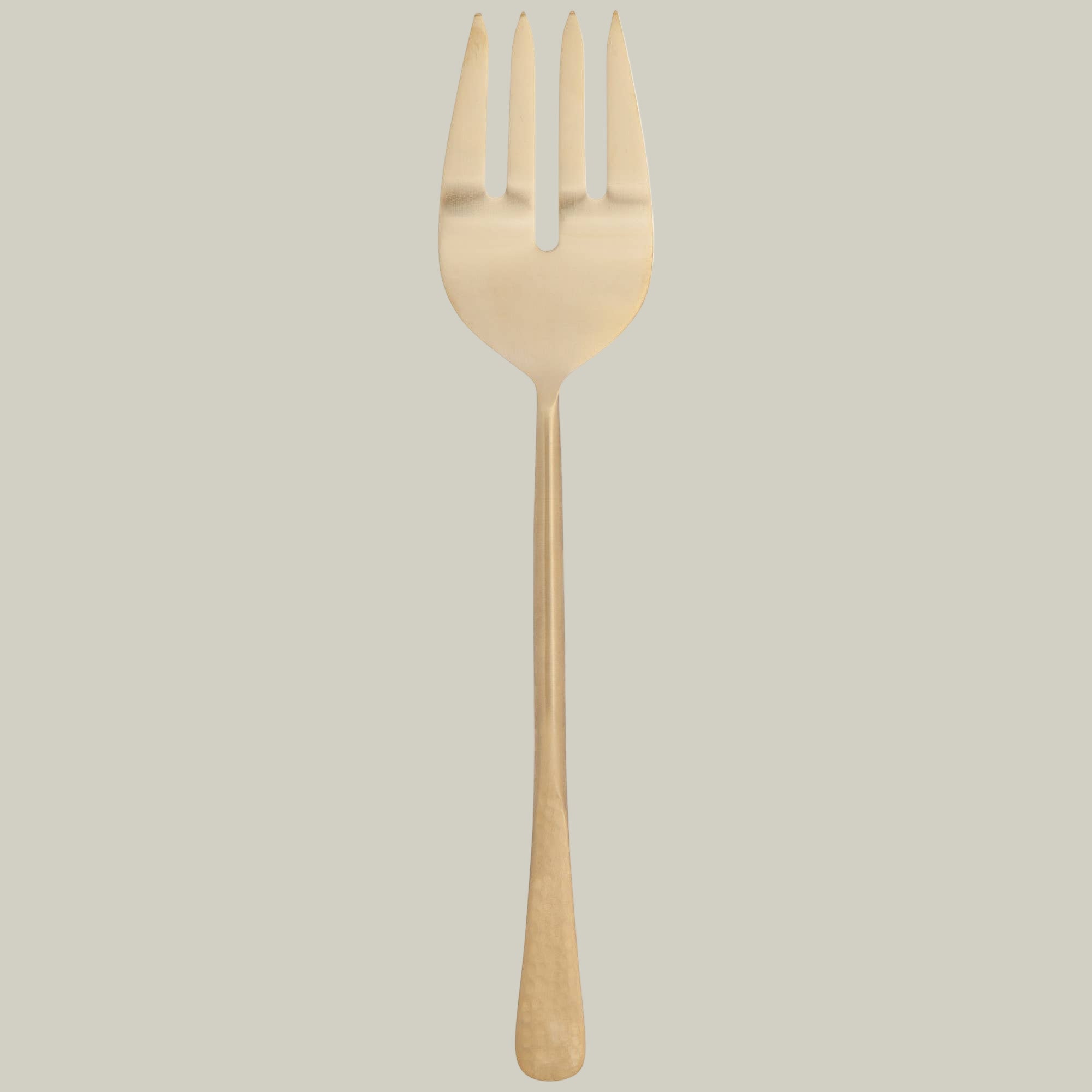 Large gold plated stainless steel serving fork