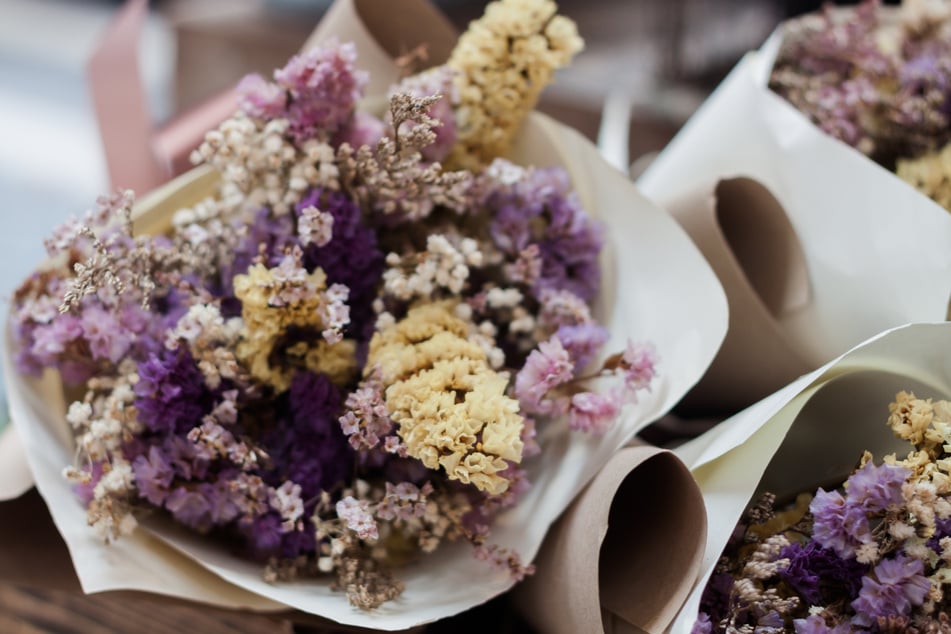 Dried flower bouquet at florist shop